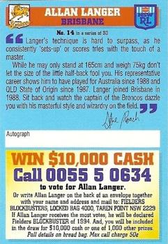 1994 Dynamic Fielders Blockbusters #14 Allan Langer Back